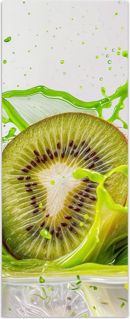 Glasbild 60x150cm in XXL für Wohnzimmer, Schlafzimmer Motiv Kiwi Spritzer