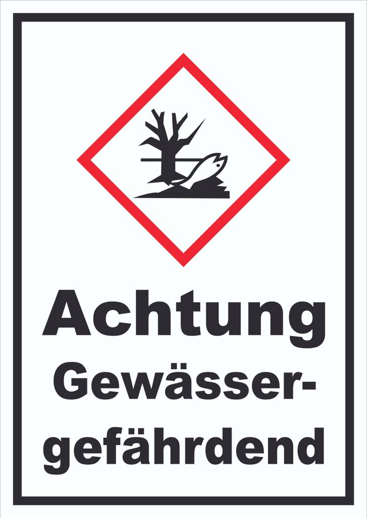 Schild Gewässergefährdend Verunreinigung von Wasser hochkant A4 (210x297mm)