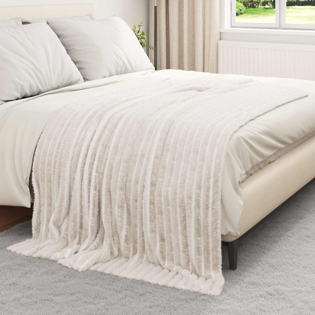 Cloris DesignMöbel Decken - Creme Wohndecken 6 Stück Creme 200x150cm Fleece Schlichtes1691523