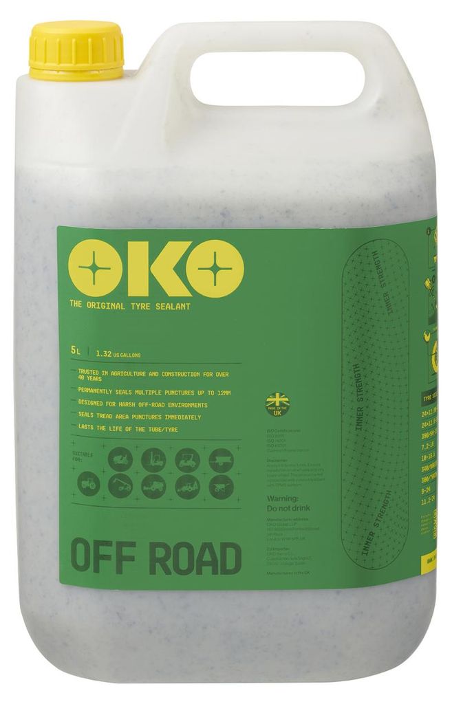 Reifenpannenpräventiv- und -reparaturkanister Oko Grün – Off-Road. 5 Liter. Für den Einsatz außerhalb der Straße: Rasenmäher, Aufsitzmäher