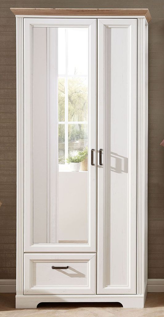 Garderobenschrank Kleiderschrank Dielenschrank Schrank Flurmöbel "Jillana II" Pinie hell / Artisan Eiche
