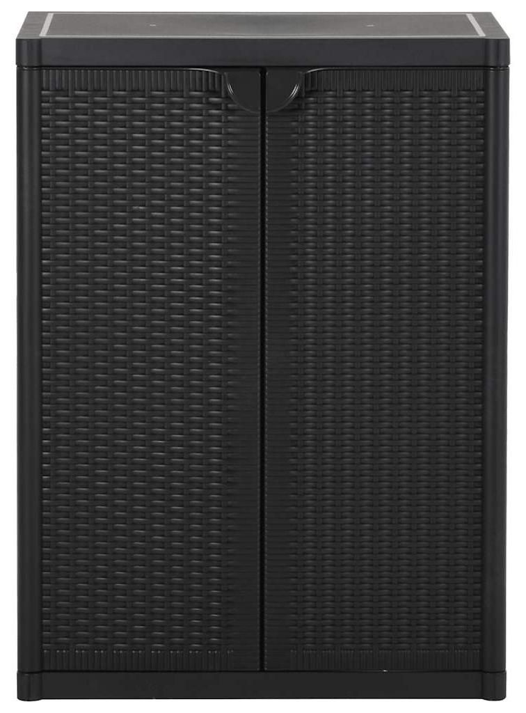 vidaXL Gartenschrank Schwarz 65x45x88 cm PP Rattan-Optik Produktbild 