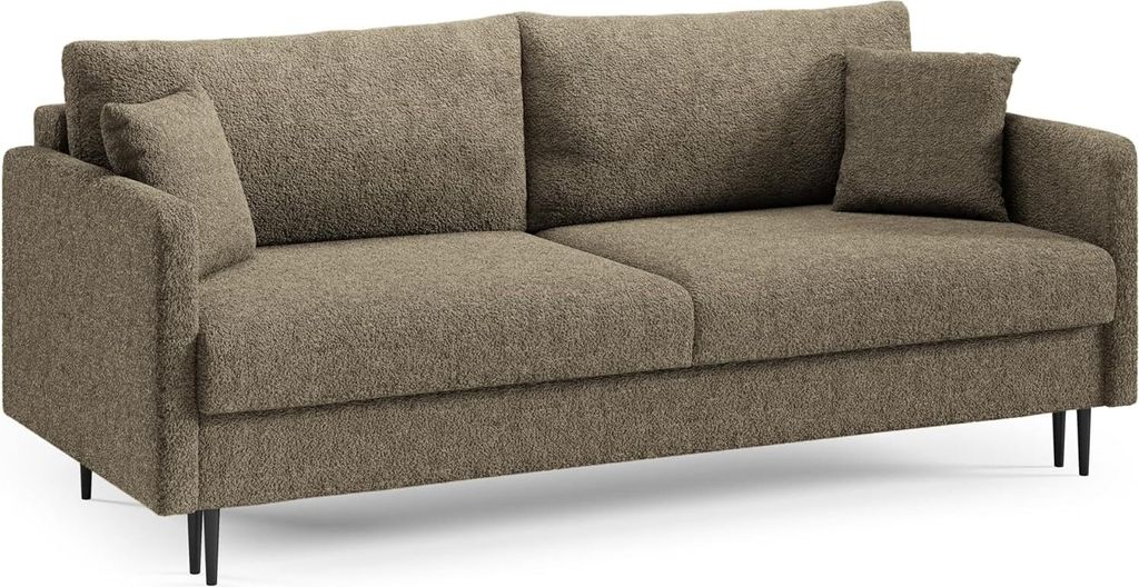LIKMA 3 Sitzer Sofa Mara 209 cm mit Schlaffunktion und Bettzeugbehälter, Bouclé Schlafsofa mit Bettkasten, Moderne Couch, Sofagarnituren, Bettsof...