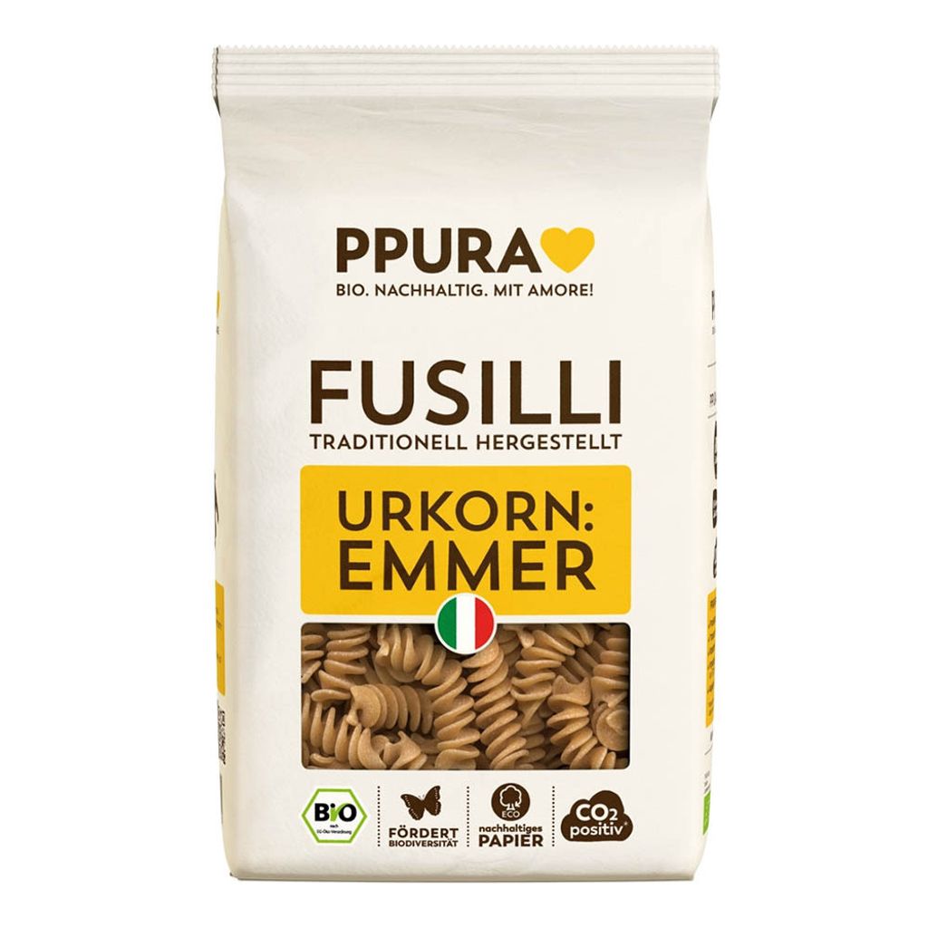 A bag of fusilli pasta.