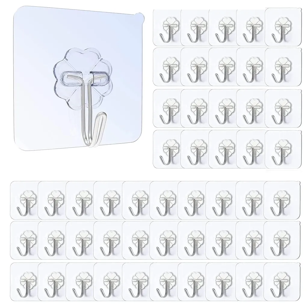 Crochets pour Ustensiles et Serviettes sans Percer - 50 Pièces PVC