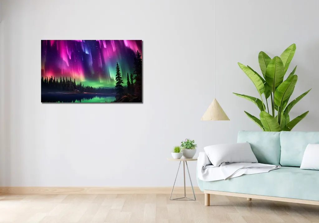Tableau de chambre aurore boréale pour ambiance zen