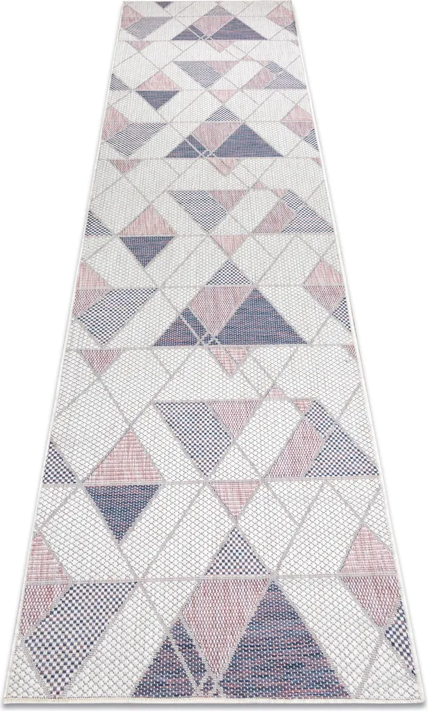 Tapis SISAL SION 3006 à motifs géométriques écru et rose 80x200 cm