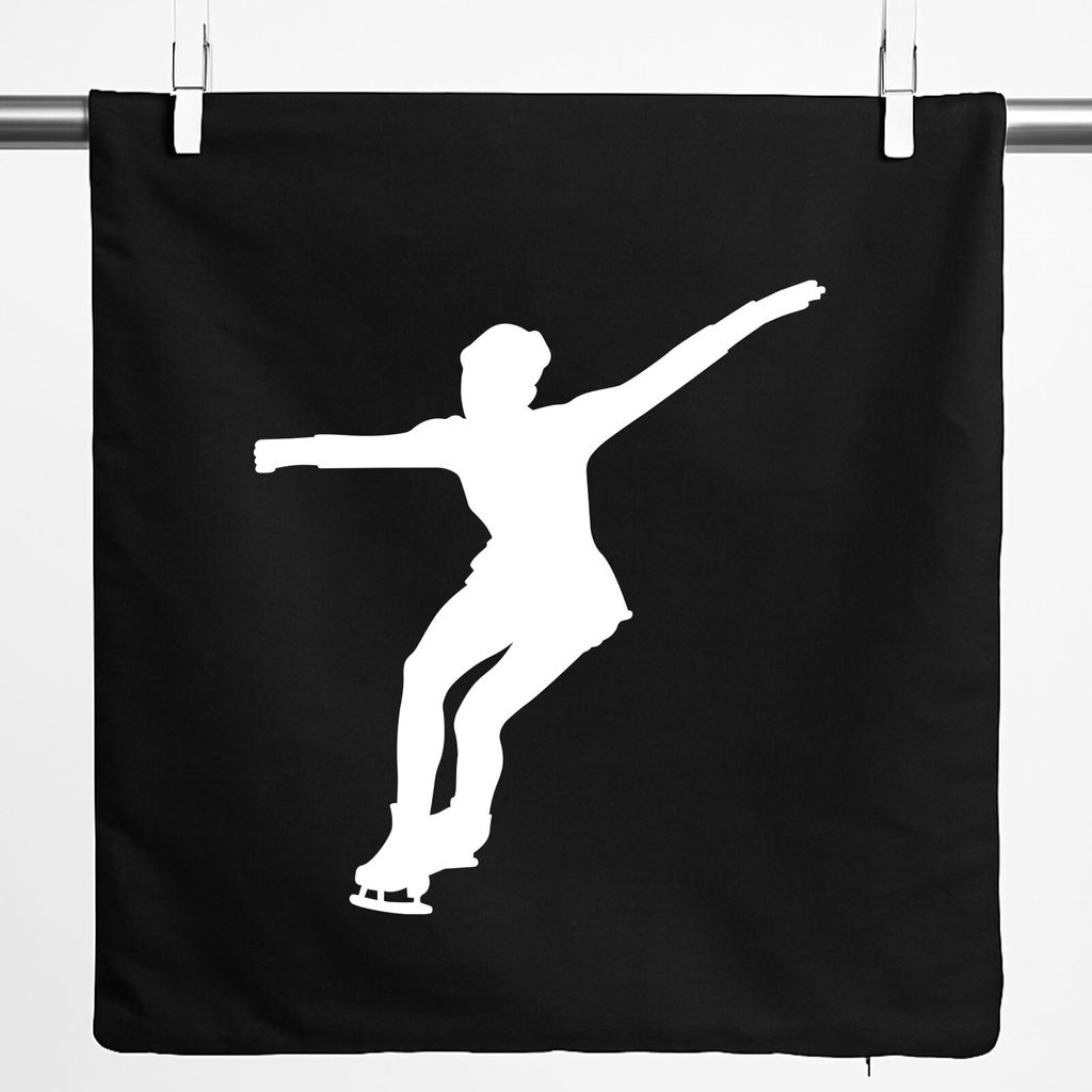 Huuraa Kissenbezug Eiskunstlauf Silhouette 40x40cm Black Baumwolle Dekokissenbezug Geschenkidee