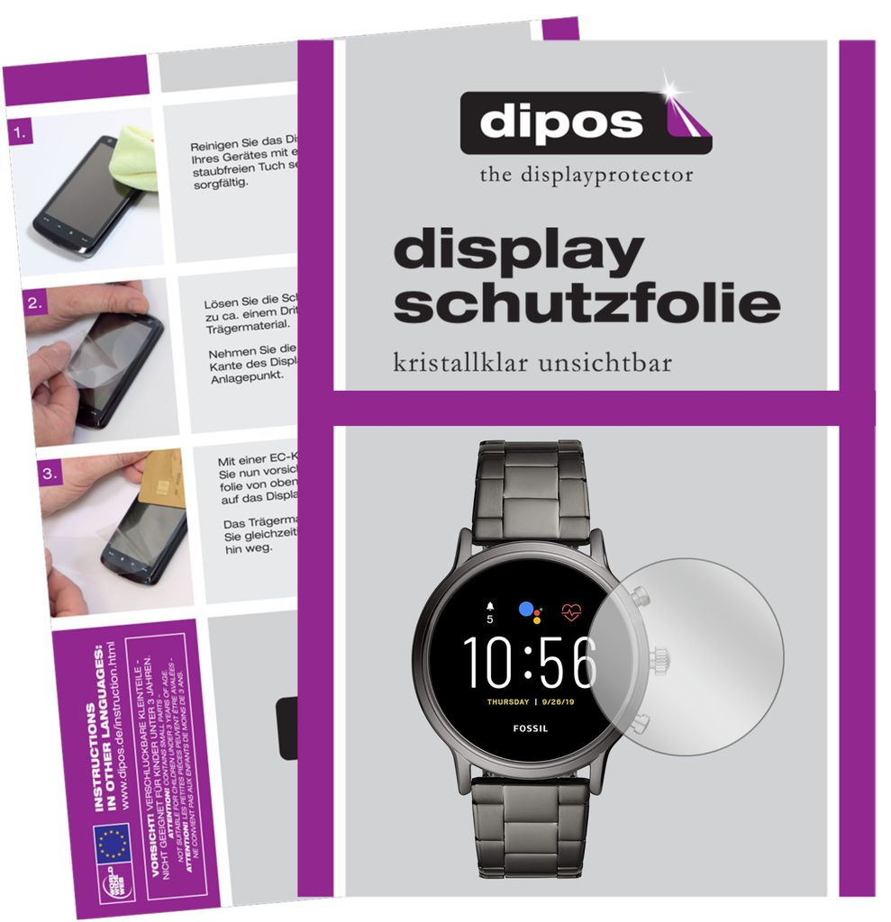 6x Schutzfolie für Fossil Gen 5 Smartwatch klar Displayschutzfolie Folie Display Schutz dipos