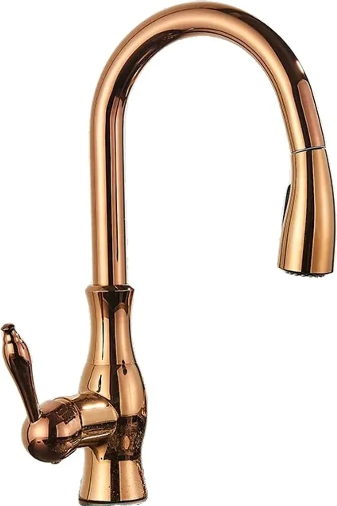 Rubinetto da cucina, design estraibile, comando monocomando, oro rosa