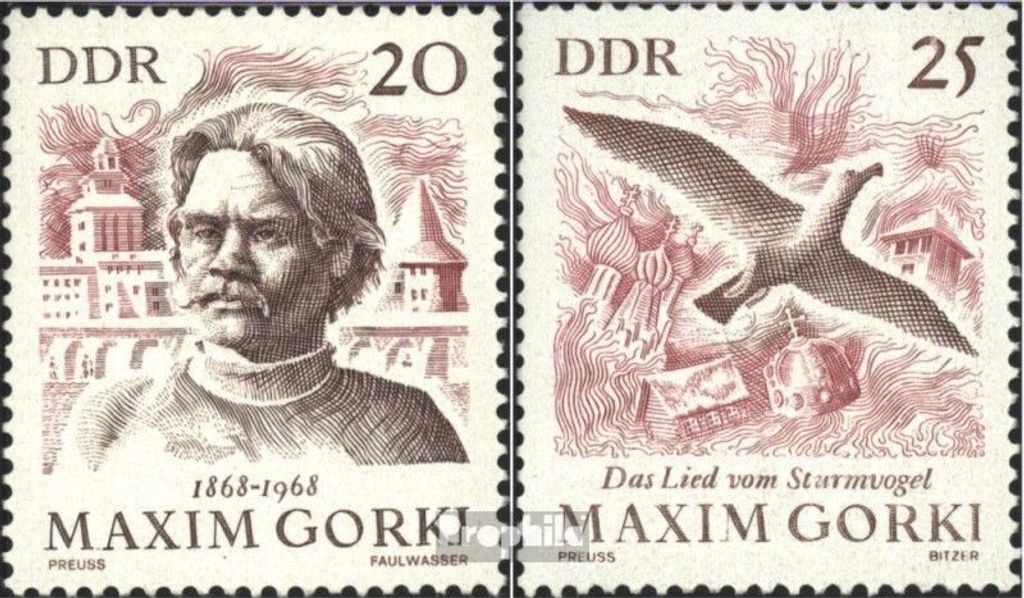 Briefmarken DDR 1968 Mi 1351-1352 (kompl.Ausgabe) Produktbild 