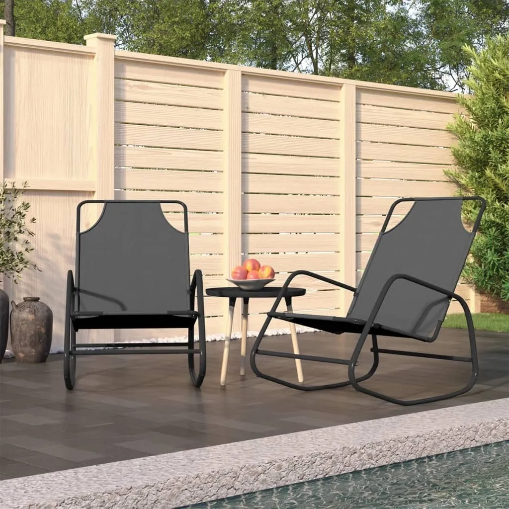 Bains de soleil à bascule gris en textilène et acier pour votre jardin - 2