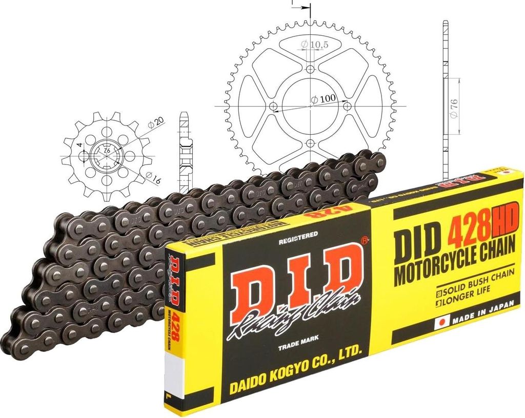 DID Kit Stahl SUZUKI VL125 Intruder LC 00-08 14-56-142 DID428HD Clip