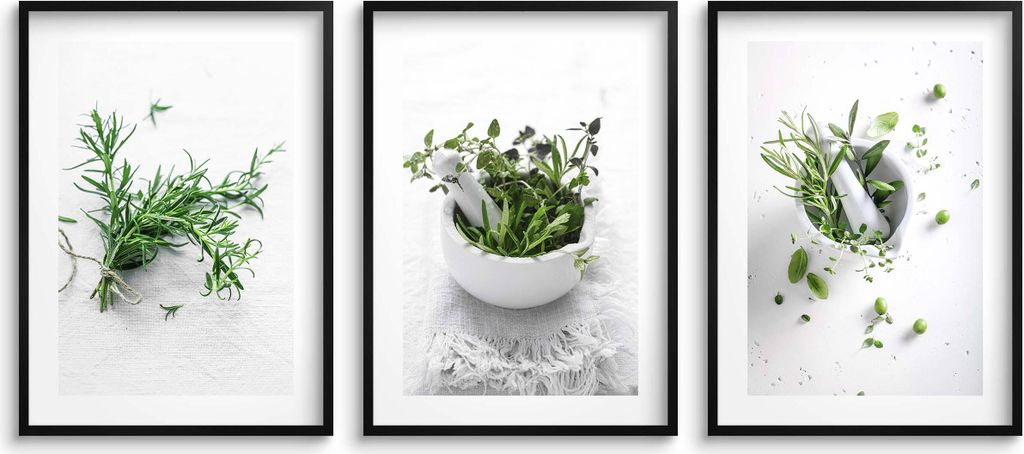 Küchenwandposter Kräuter Zweige Küchendeko 3x 30x40 Produktbild 