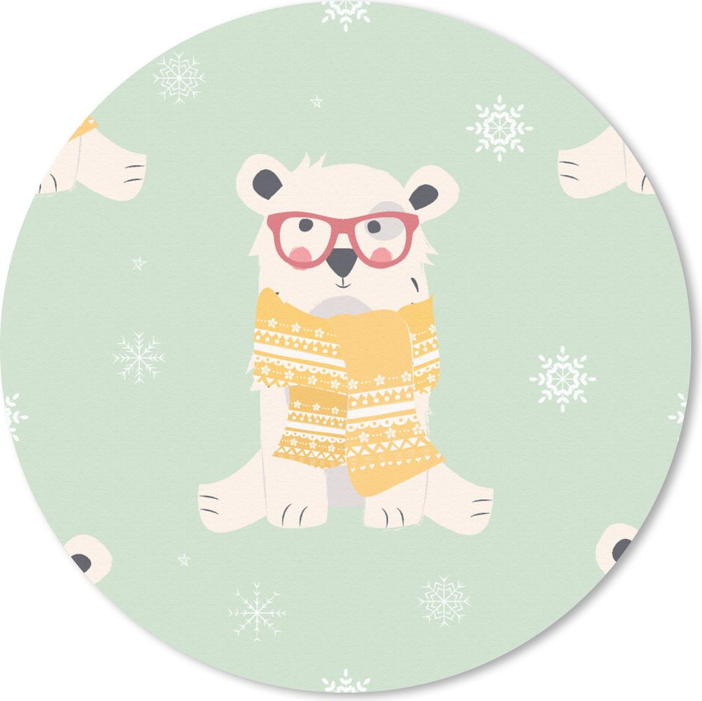 MuchoWow Mauspad Mousepad Eisbär - Schnittmuster - Schal 50x50 cm - Mousepads - Maus Mat - Pad - Mausunterlage - Vinyl