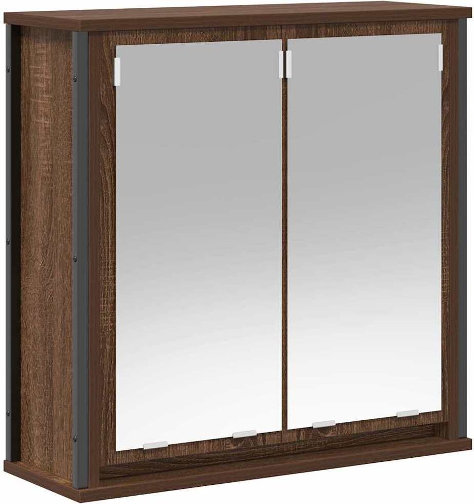 vidaXL Bad-Wandschrank mit Spiegel Braun Eichen-Optik 60x21x60 cm