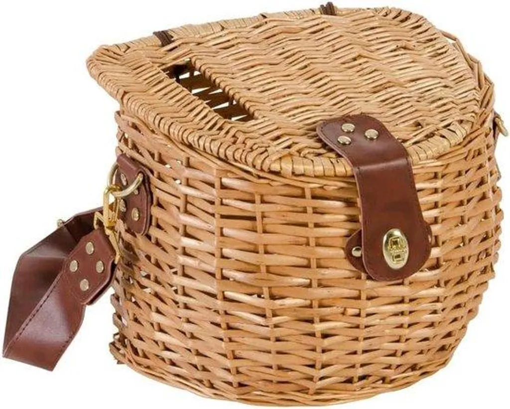 Panier pour pique-nique en rotin avec bandoulière - Idéal pour balades