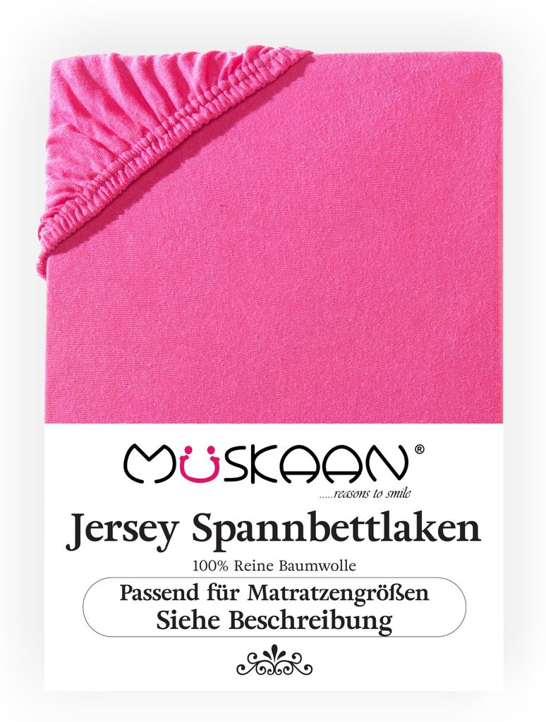 Müskaan Jersey Spannbettlaken 90x200cm - 100x200cm pink bis Produktbild 