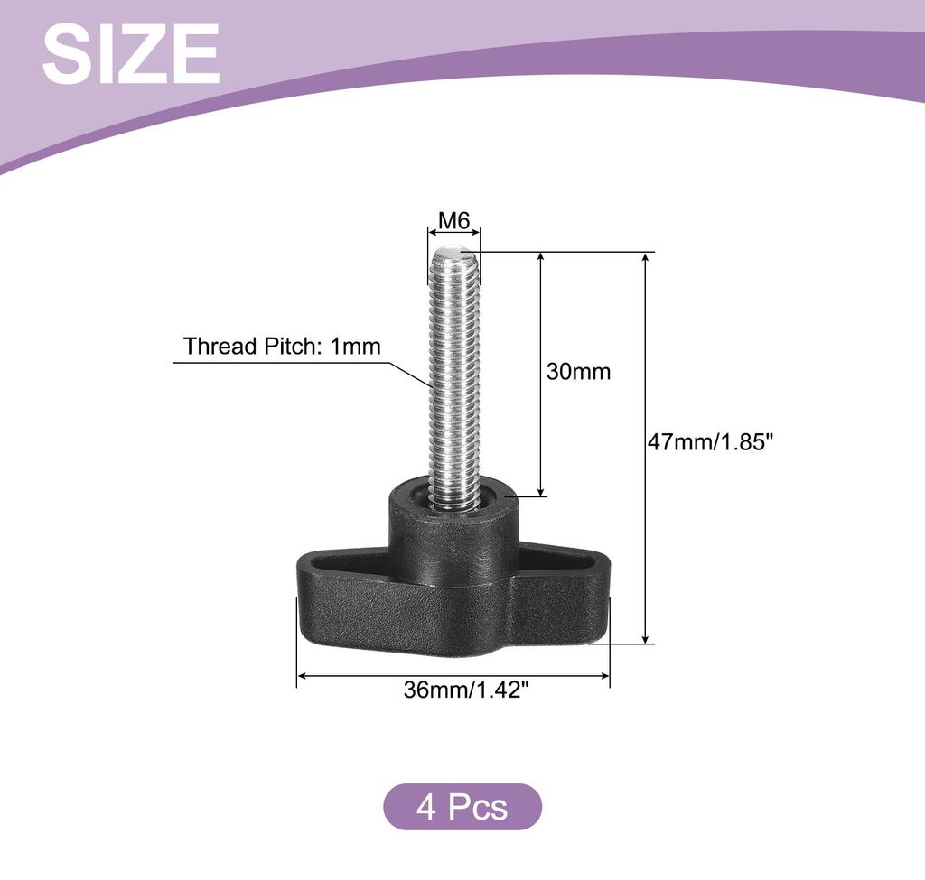 4 Stš¹ck T-Flš¹gelschraube mit Griffen R?ndelschrauben, M6 x 30mm M?nnliche Schraube Knopf 304 Edelstahl R?ndelschraube Daumenschrauben-Griff 3...