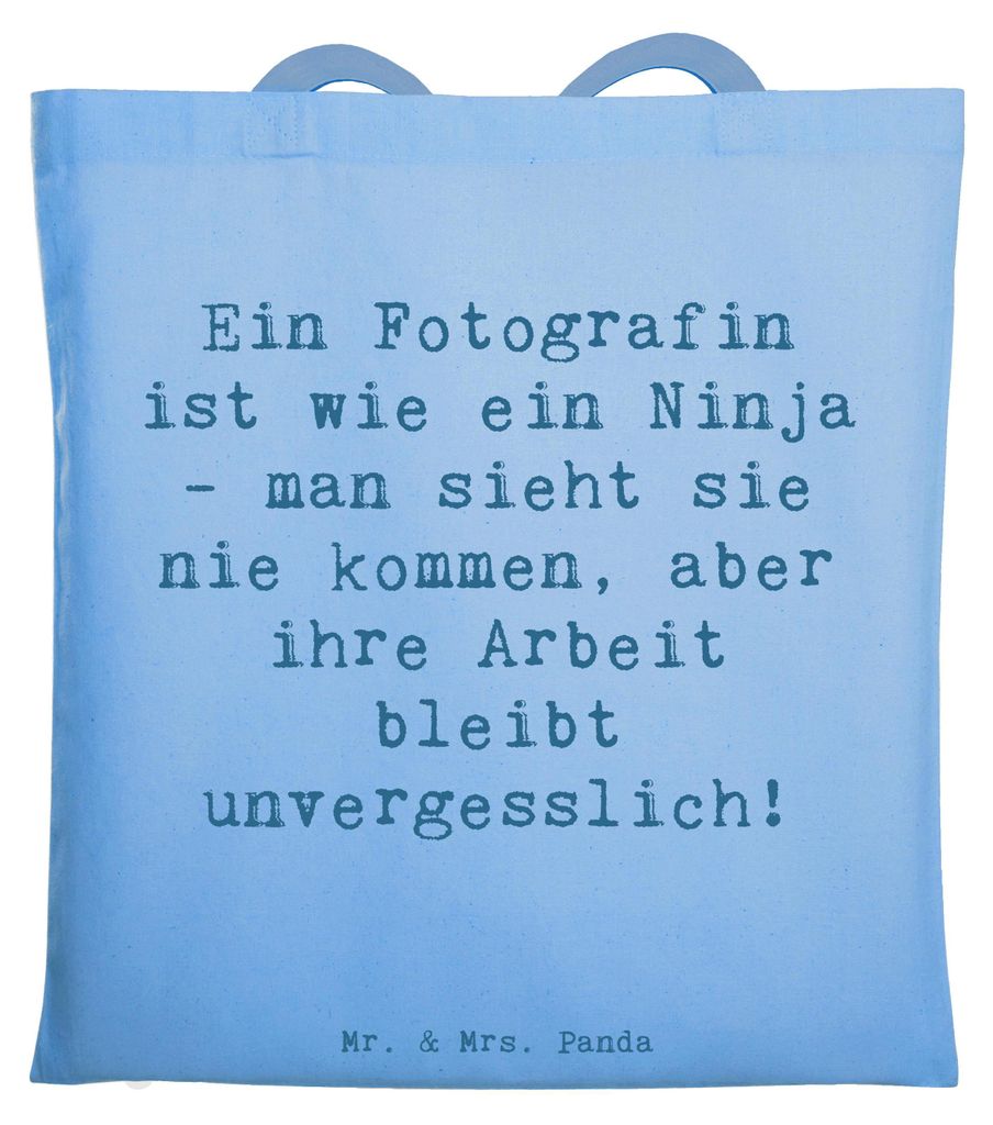 Mr. & Mrs. Panda Shopping Tasche Spruch Fotografin Ninja - Sky Blue - Geschenk, personalisierte Geschenke, kreative, Farben, Beruf, für Berufstät...