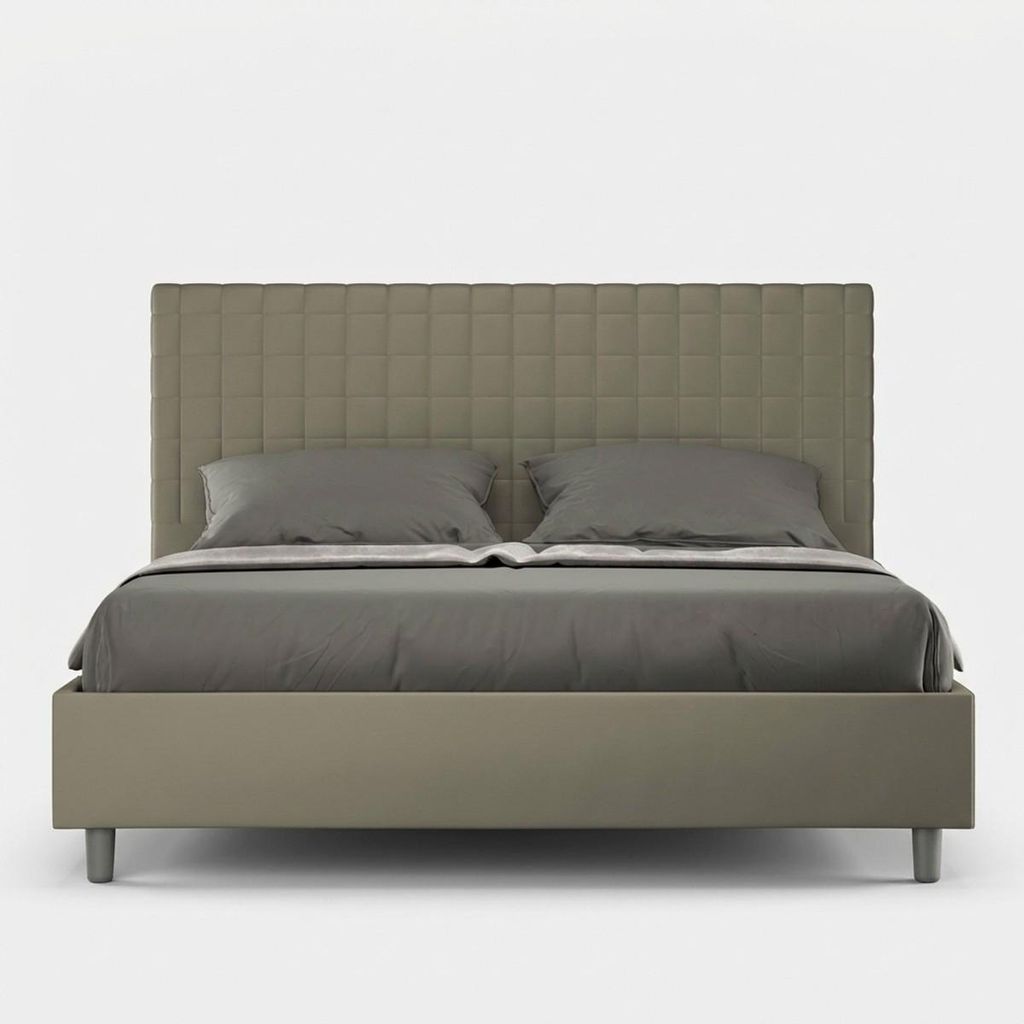 ITYHOME - Gepolstertes Bett mit Bettkasten 160x200 mit Kunstlederbezug Cappuccino Sunny