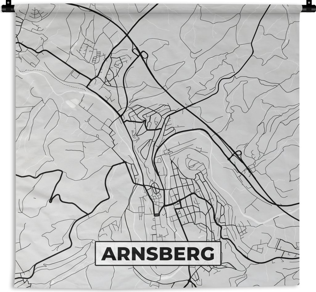 MuchoWow Wandteppich Wandbehang Deutschland - Stadtplan - Arnsberg - Karte 120x120 cm Tapisserie Dekoration Wandtuch - Modern - Baumwollgewebe