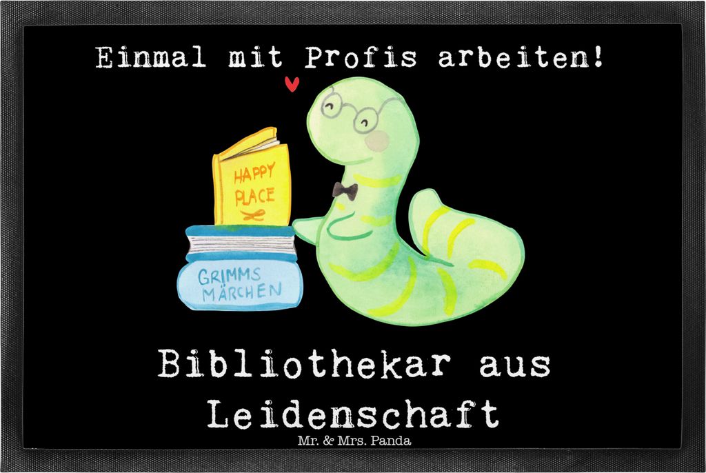 Mr. & Mrs. Panda fußmatte Bibliothekar Leidenschaft 40 x 60 cm - Schwarz - Geschenk, Bibliothek, Buchhandlung, Schmutzfänger, Fußabstreifer, Spr...