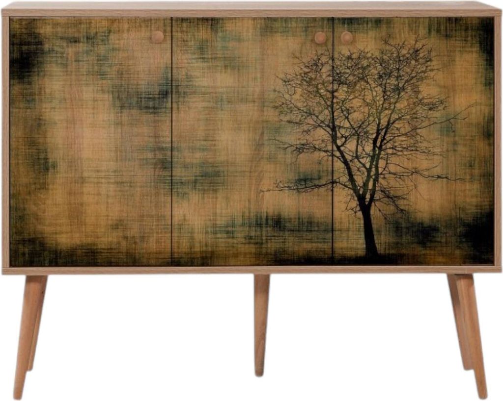 Kommode Marduk, Wohnzimmerbuffet, Wohnzimmer-Sideboard, Moderne Küchen-Speisekammer, 120x36 h90 cm, Eiche
