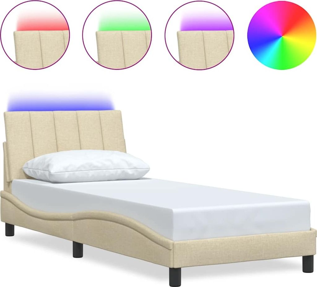 Bettgestell ohne Matratze "Hanko" Creme 80x200 cm Stoff