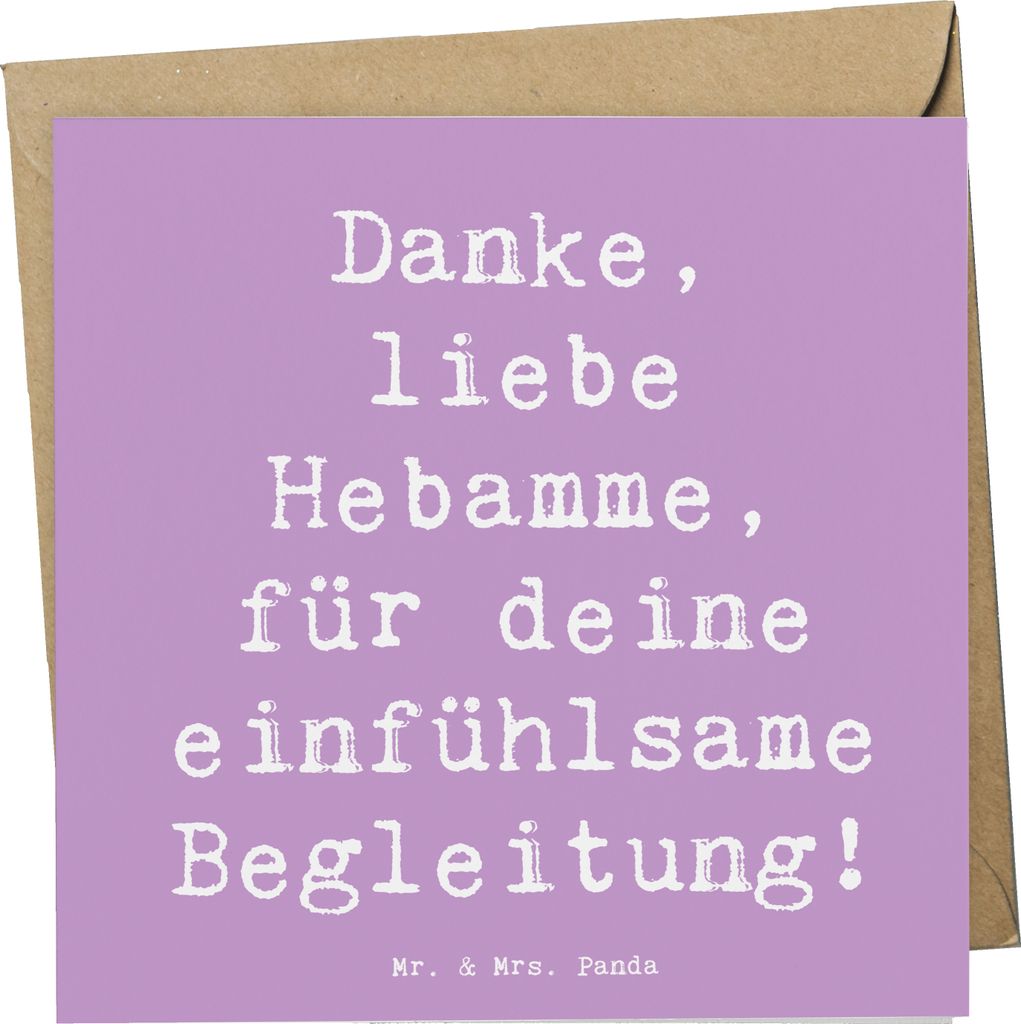 Mr. & Mrs. Panda Grußkarte Spruch Liebe Hebamme - Lavendeltraum - Geschenk, Trost, Aufmerksamkeit, Danke sagen, doppelkarte, Dankeschön, emotiona...