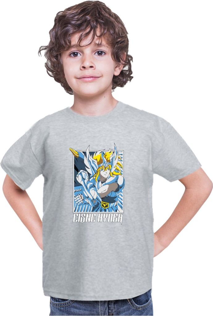 Kinder T-Shirt Japan Anime Manga Saint Anime Seiya Cisne Hyuga Cisne Hyuga, 5-6 Jahr - 116 / Grau