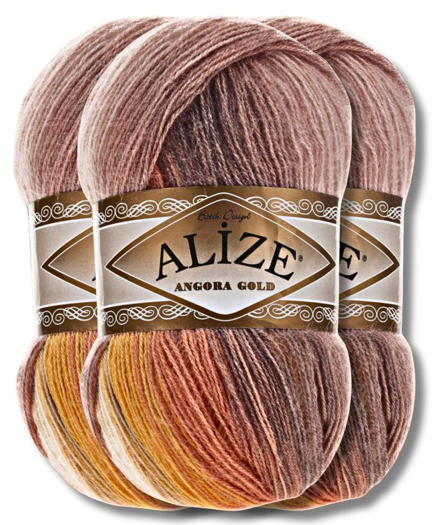 Alize 3x 100g Angora Gold Batik Wolle mit Farbverlauf, Häkeln, Stricken (4741)