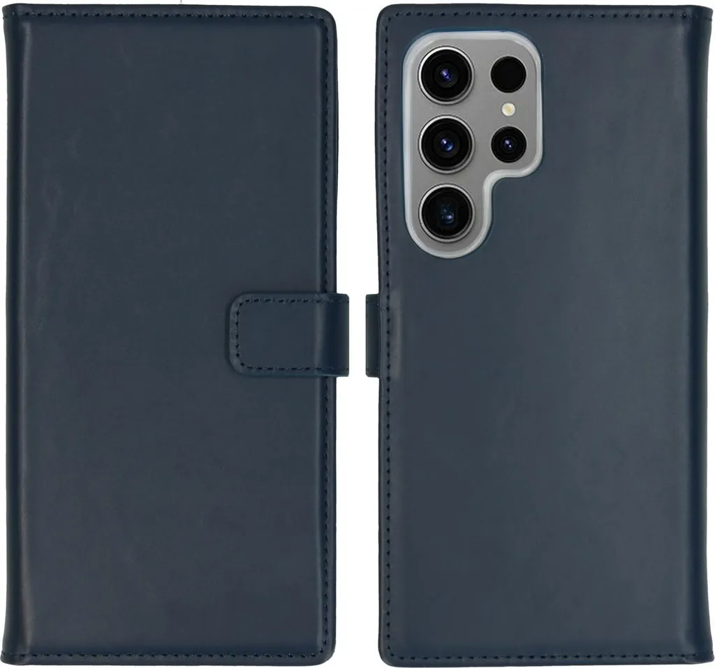 Custodia a libro in vera pelle Selencia per Samsung Galaxy S24 Ultra - Blu scuro