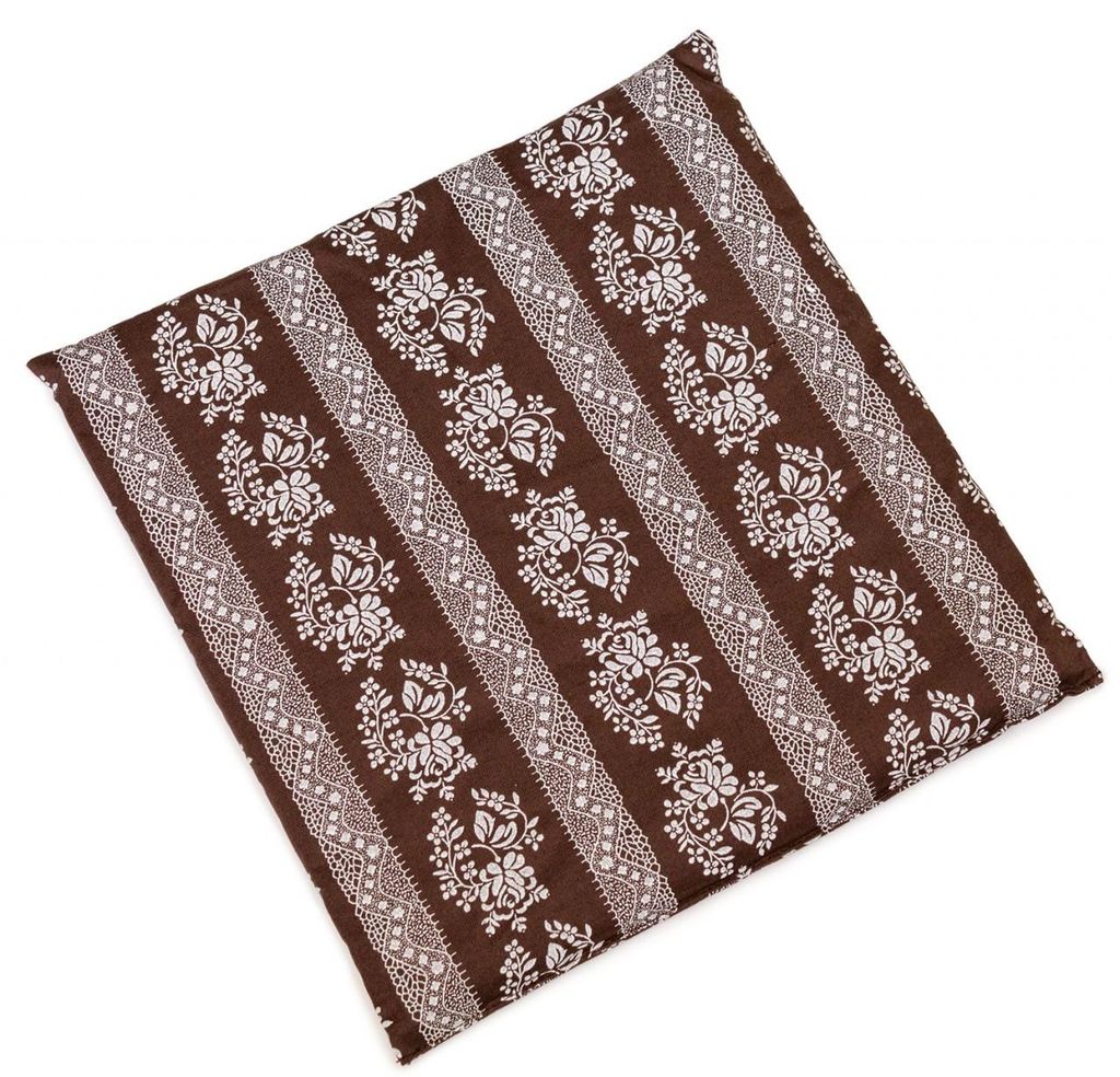 Körnerkissen 24x24cm mit Weizenkorn, Blumen-braun | Wärmekissen & Kältekompresse
