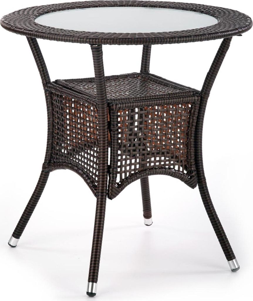 KONSIMO Gartentisch "MAGO", dunkelbraun, Rattan, modern, 74x74x74 cm