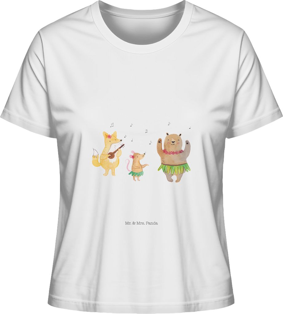 Mr. & Mrs. Panda Damen Kurzarmshirt Waldtiere Aloha Größe M - Weiß - Geschenk, T-Shirt für Frauen, Igel, Oberteil, Hase, Musik, Leben, Basic Sh...