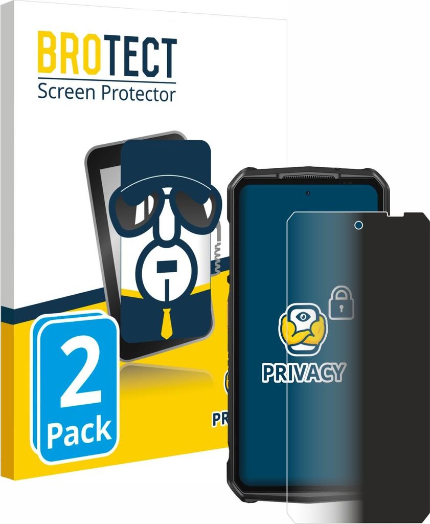 2x BROTECT Sichtschutzfolie für Ulefone Armor 29 Ultra Anti-Spy Privacy Sichtschutz Blickschutz Folie Blaulicht-Schutz
