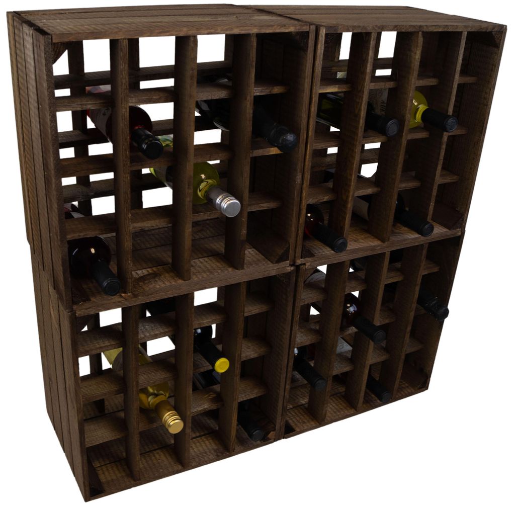 4er Set Weinregal 16er dunkel Abstellregal Weingestell Produktbild 