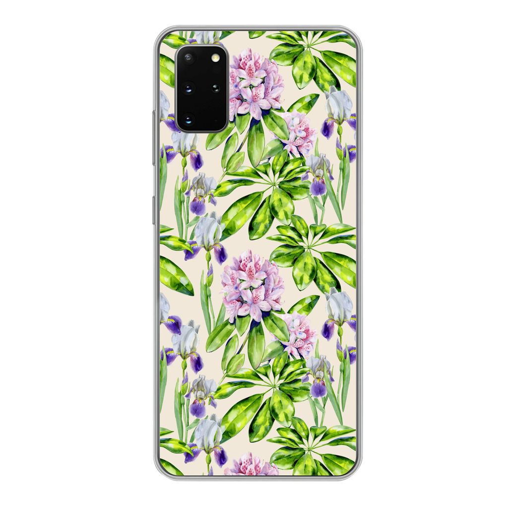 MuchoWow Handyhülle Schutzhülle Hülle für Samsung Galaxy S20 Plus Hortensie - Blatt - Blüte Silikon Softcase Handy Hülle - Hartschale