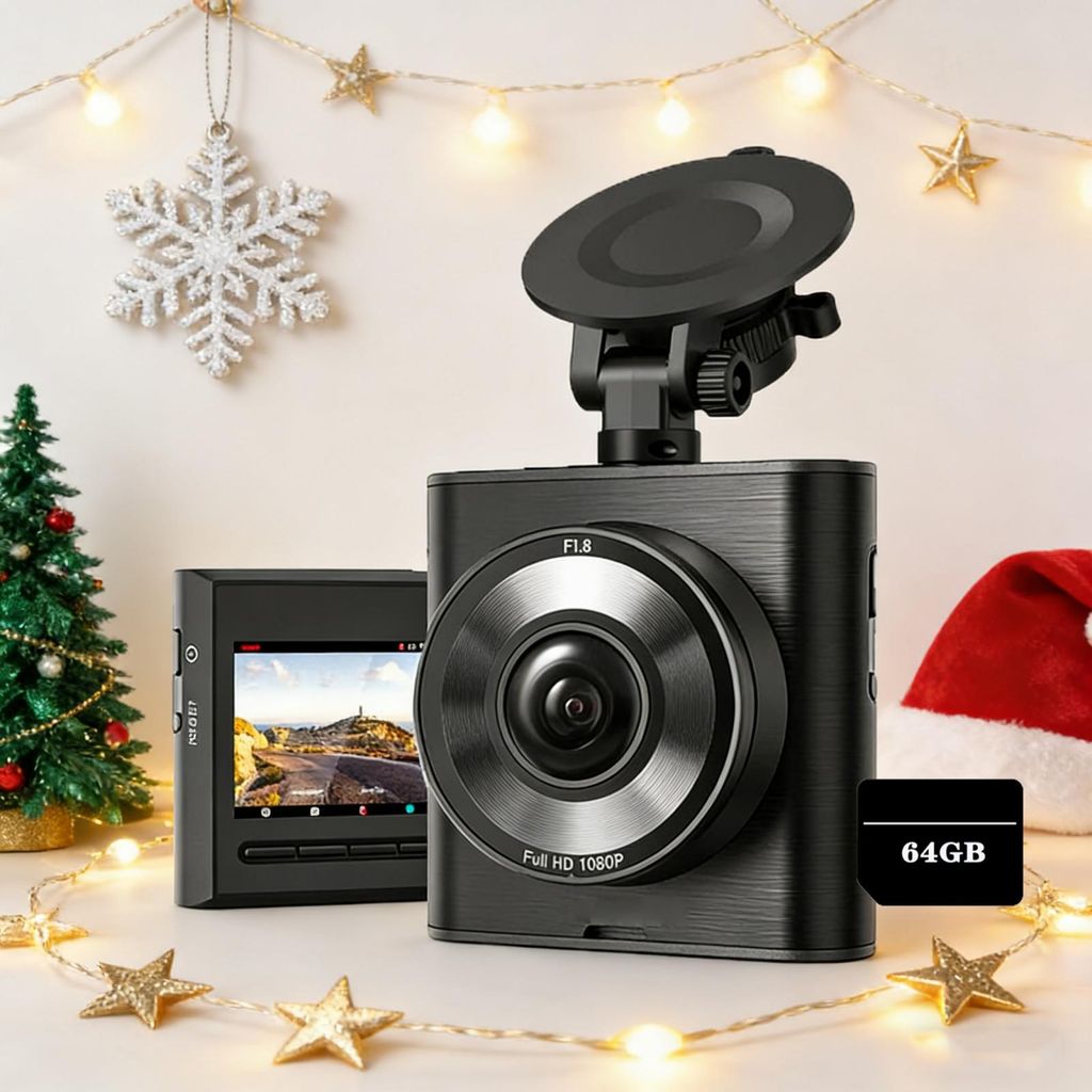 Dashcam Auto vorne, Auto Kamera mit 140° Weitwinkel,Nachtsicht,64GB