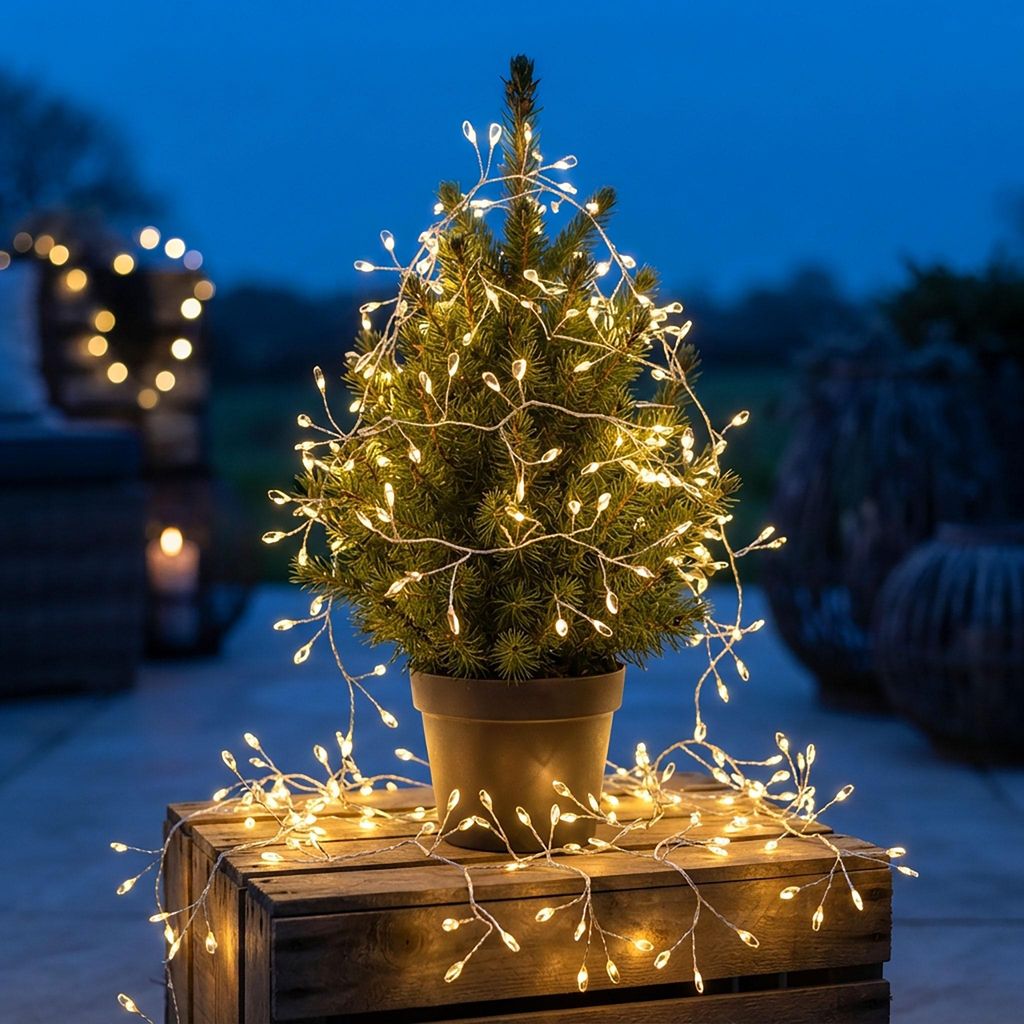 Silver Wire CLUSTER Lights - 240 LED / 2,4 m