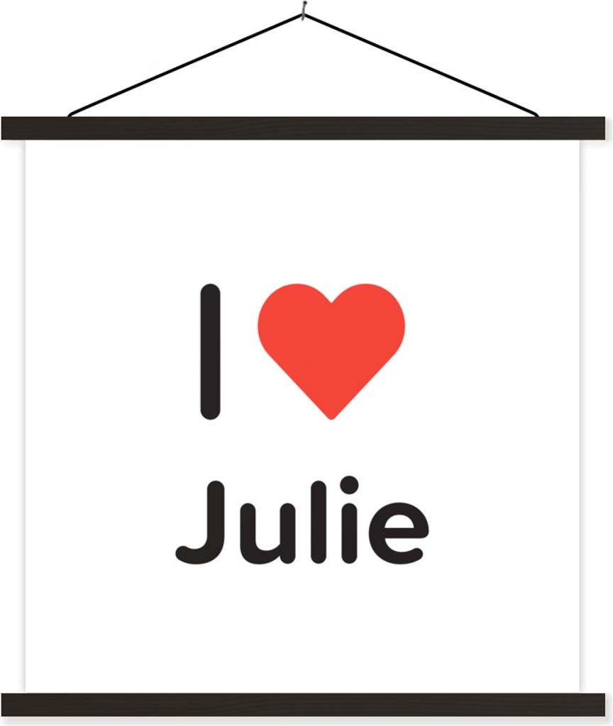 MuchoWow Textilposter Ich liebe - Julie - Girl 120x120 cm mit schwarzem Rahmen - Aufhängungsset