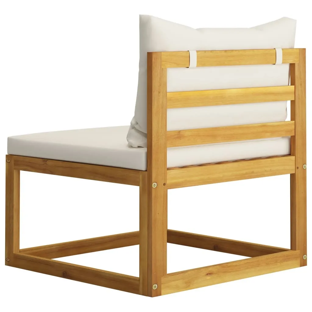 Divano Centrale Modulare Legno Acacia e Cuscini Crema | Arredo Esterno - 6
