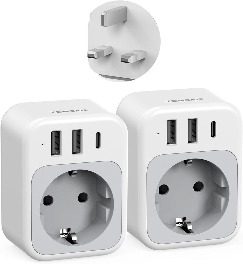 TESSAN 2er Pack UK Adapter England Deutschland Stecker 4 in Produktbild 
