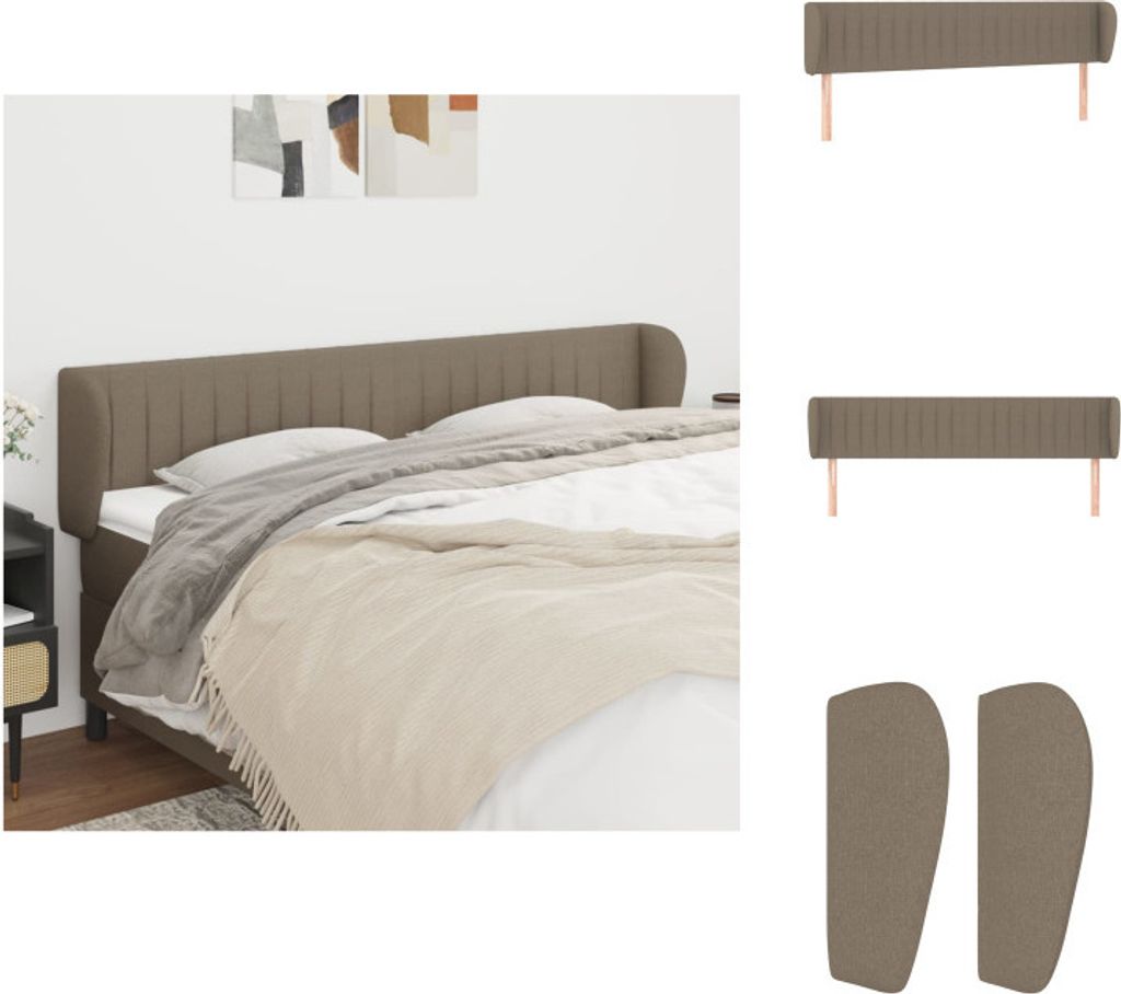 vidaXL Kopfteil mit Ohren Taupe 163x23x78/88 cm Stoff - Kopf- & Fußenden