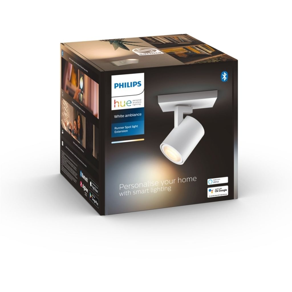Philips Hue White ambience Runner Einzelspot weiß Erweiterung, Intelligente Wandleuchte, Bluetooth, Weiß, LED, Metall, GU10
