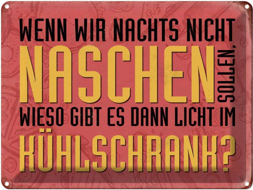 vianmo Blechschild 30x40 cm nachts naschen Licht Kühlschrank Spruch Zitat