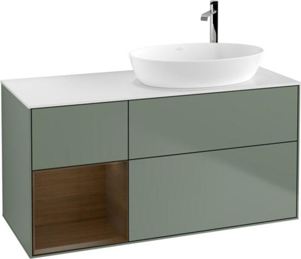 V&B Waschtischunterschrank Wandbeleuchtung Finion 120cm, Pl wh. m, Reg wal ven, Oli. m Lac