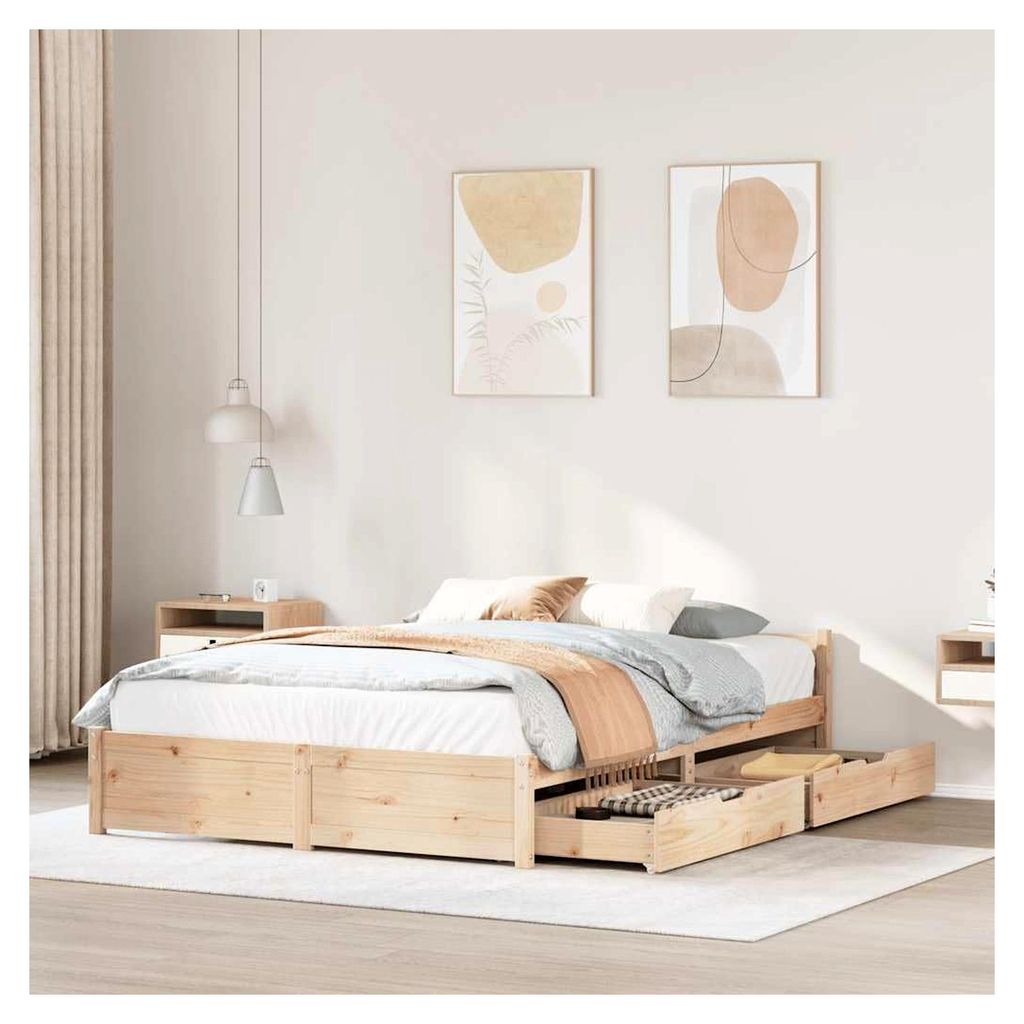 Bettgestell 120x200 cm aus massivem Kiefernholz ohne Matratze