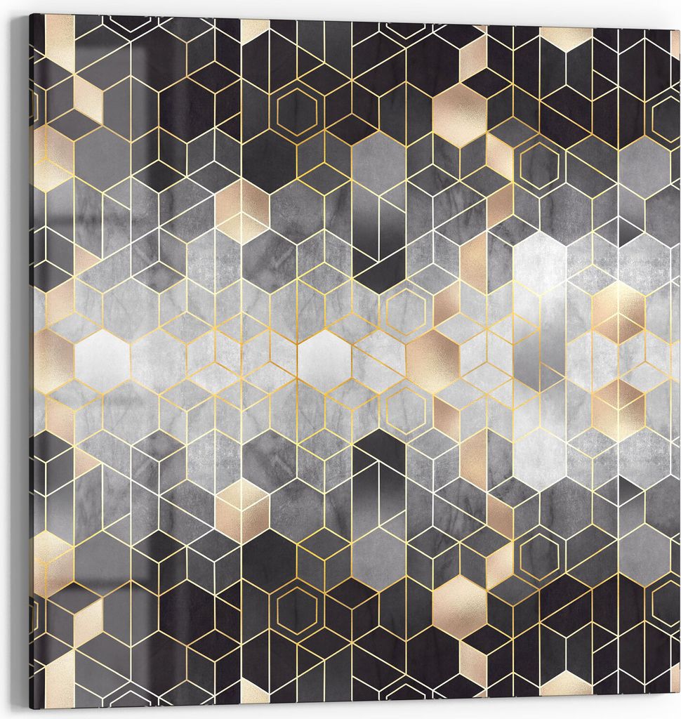 DEQORI Magnettafel Glas 30x30 cm 'Kunstvolles Wabenmuster' beschreibbar Whiteboard